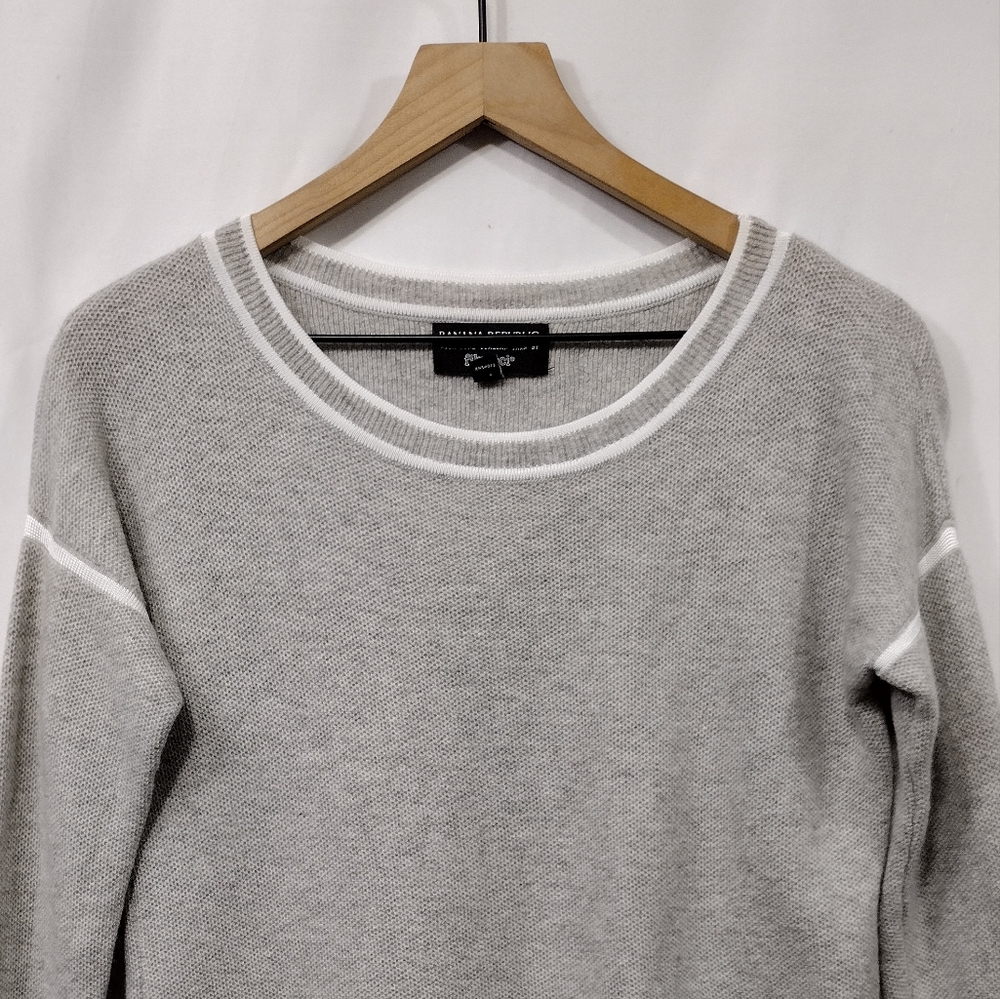 Banana Republic Filpucci Merino Wool Sweater Women's S Gray White Casual Retro - Picture 3 of 9